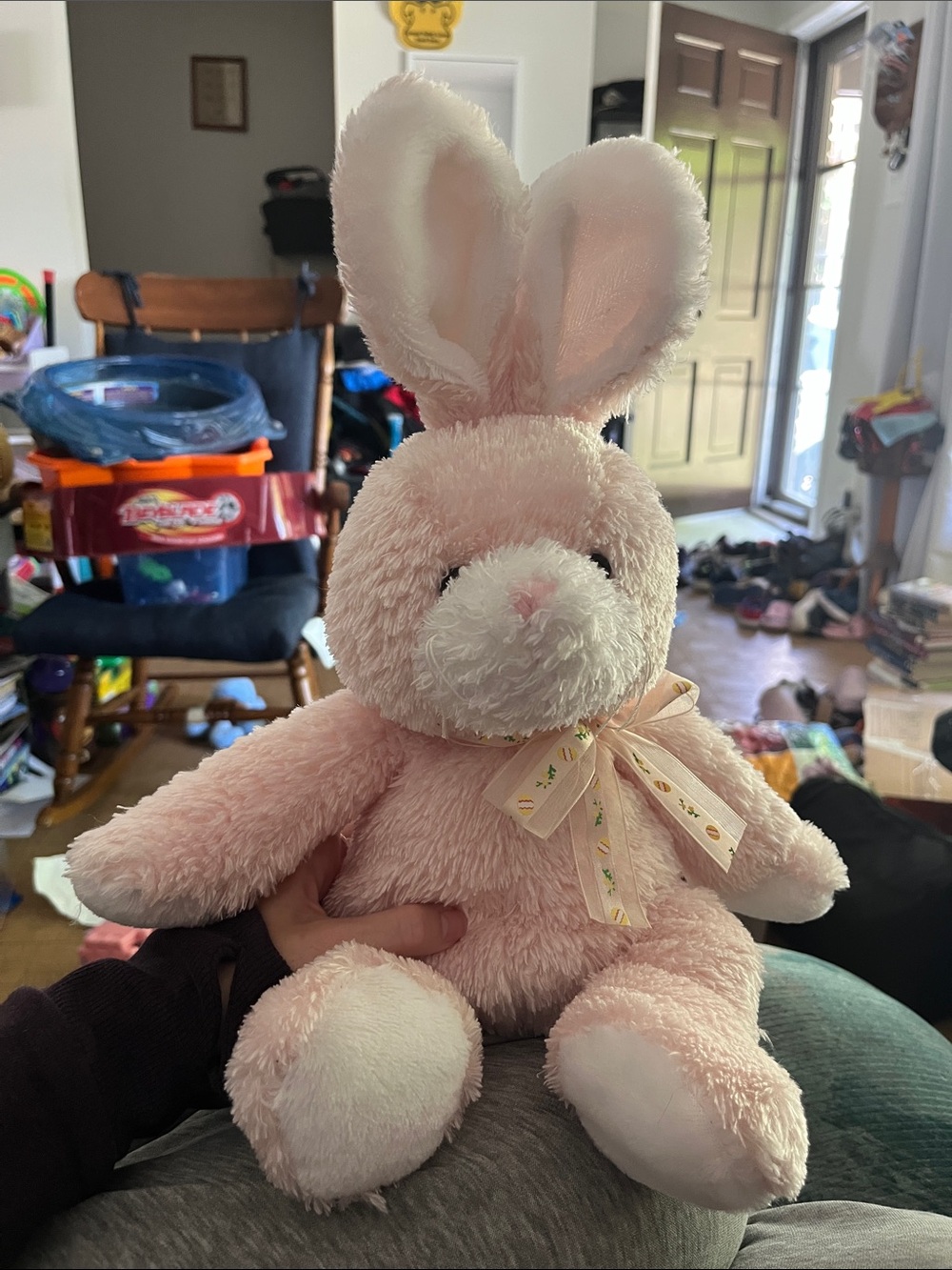 Plush Light Pink Bunny Stuffed Animal with Ribbon
